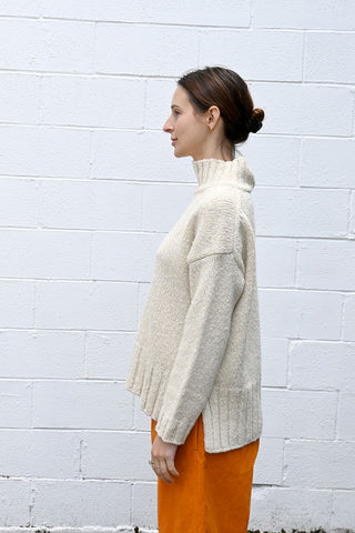 Textural Turtleneck Sweater in Ivory