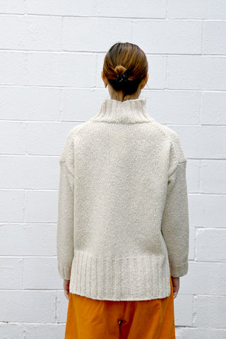 Textural Turtleneck Sweater in Ivory