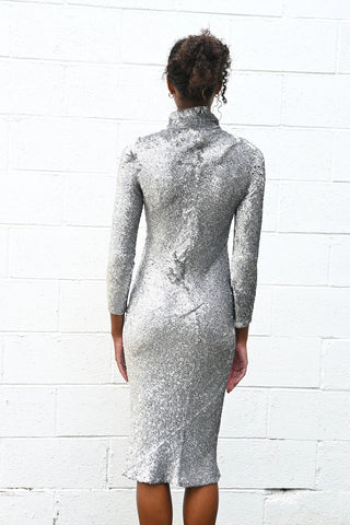 Sequin Bias Cut Cowl Neck Dress
