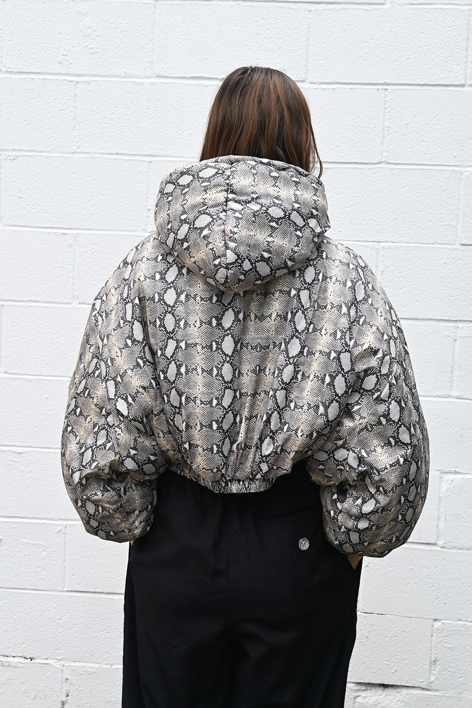Cropped Puffy Hooded Bomber