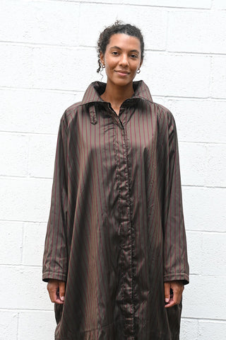 Striped Silk Fleece Lined Coat