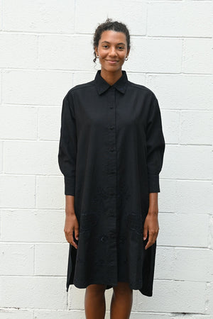Large Flower Beads Shirt Dress