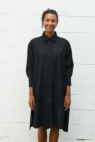 Large Flower Beads Shirt Dress