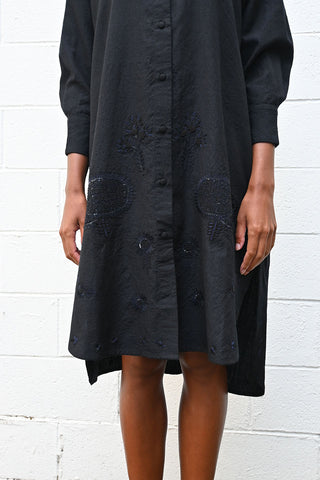 Large Flower Beads Shirt Dress