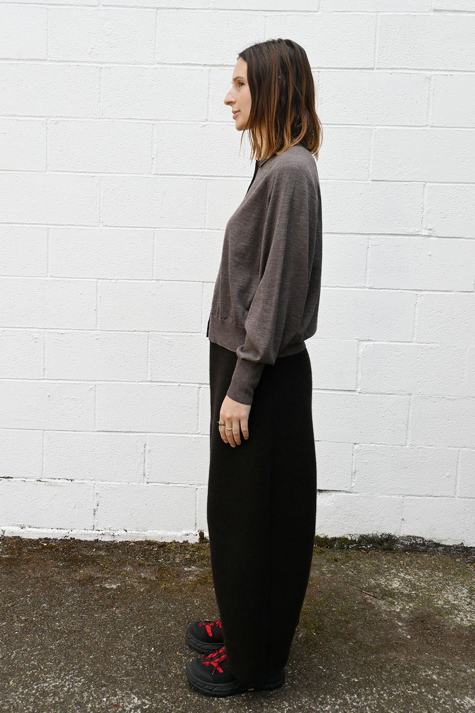 Taupe Button Polo Top