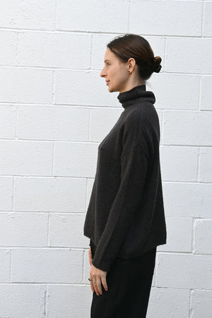 Dark Fox Brown High Neck Sweater