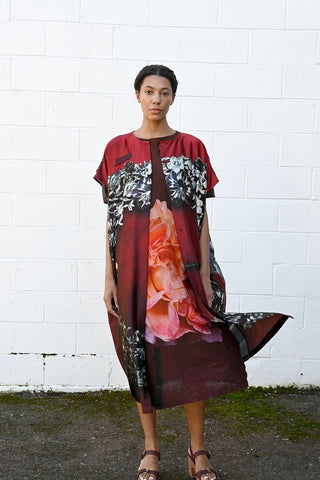 Printed Silk Caftan Dress