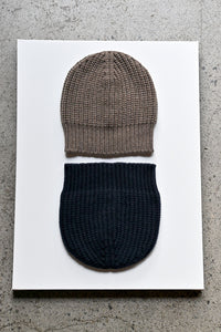 Heavy Beanie Cashmere Navy / Taupe