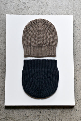 Heavy Beanie Cashmere Navy / Taupe