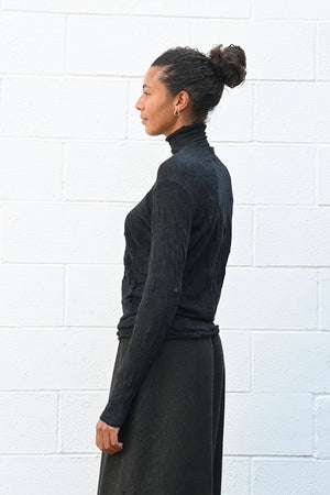 Wrinkled Wool Turtleneck Black
