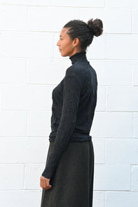 Wrinkled Wool Turtleneck Black