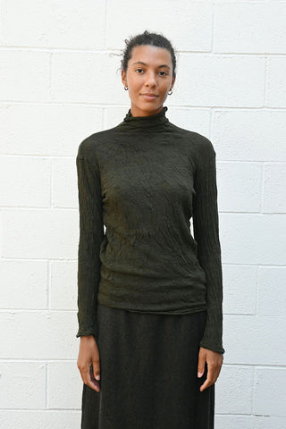 Wrinkled Wool Turtleneck Green