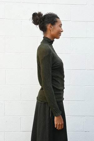 Wrinkled Wool Turtleneck Green