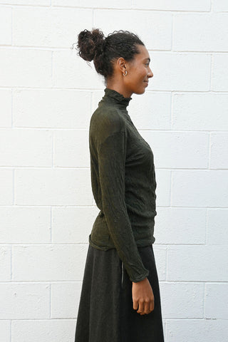 Wrinkled Wool Turtleneck Green