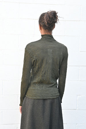 Wrinkled Wool Turtleneck Green