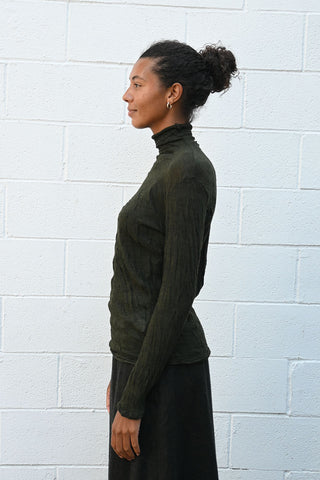 Wrinkled Wool Turtleneck Green