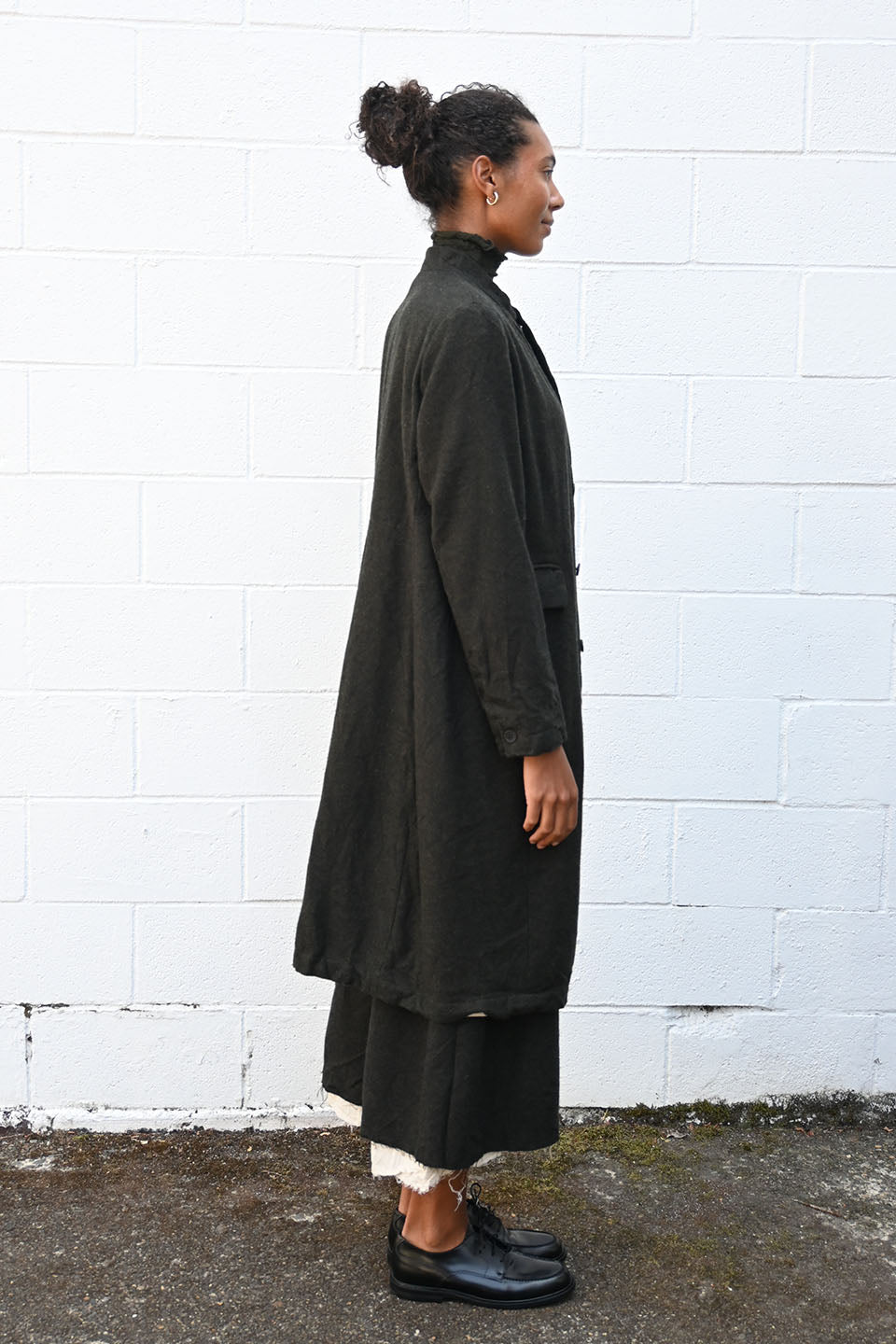 Eco Wool Herringbone Long Jacket