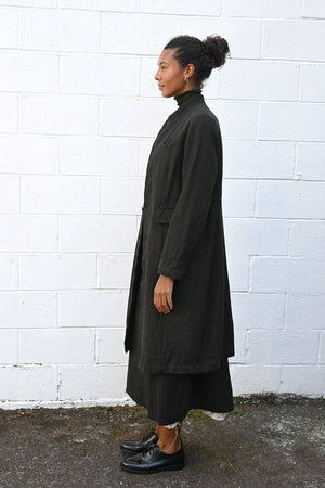 Eco Wool Herringbone Long Jacket