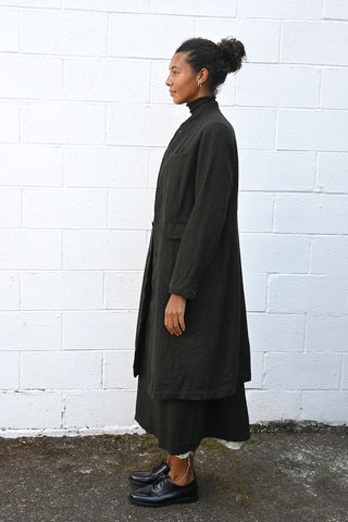 Eco Wool Herringbone Long Jacket