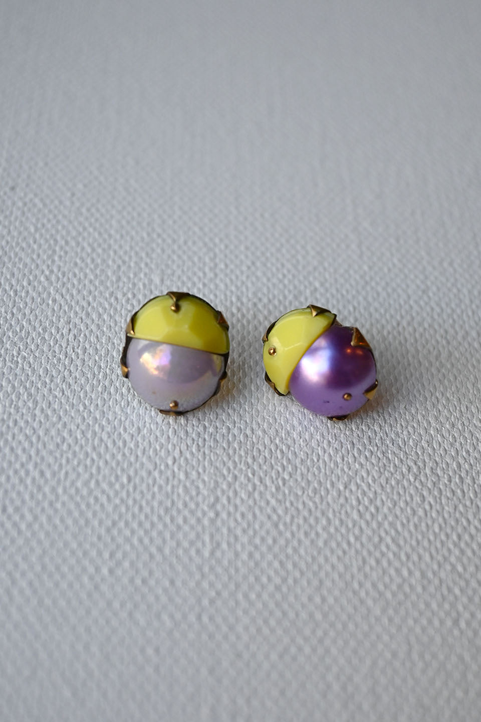 Tiny Mismatched Purple/Yellow Studs