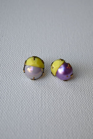 Tiny Mismatched Purple/Yellow Studs