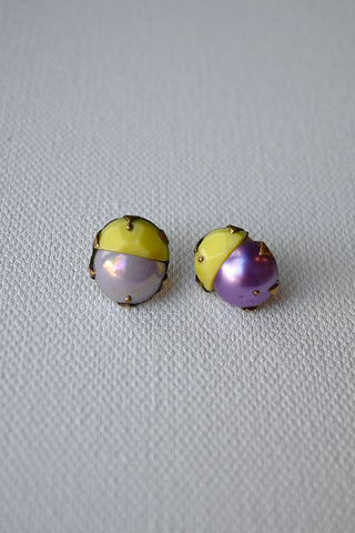 Tiny Mismatched Purple/Yellow Studs