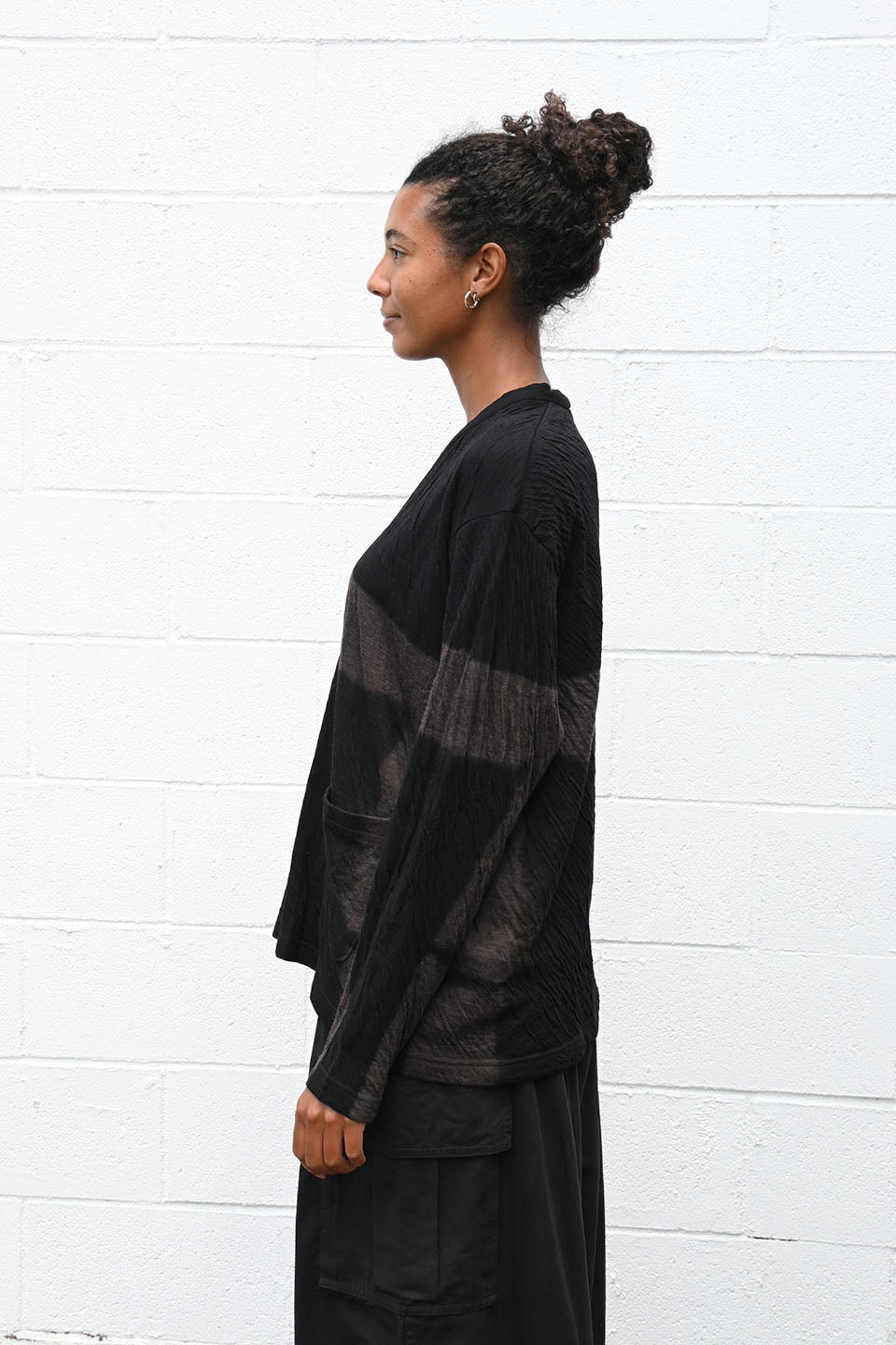 Dual Layered Wool Cotton Jersey Cardigan