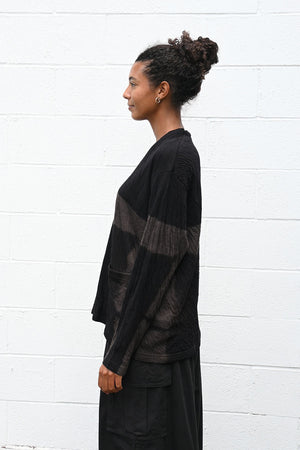 Dual Layered Wool Cotton Jersey Cardigan