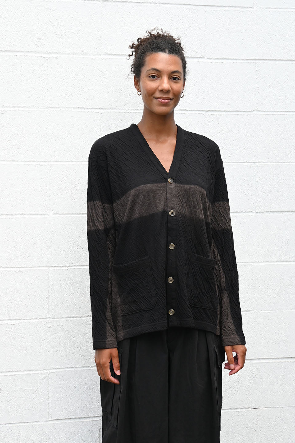 Dual Layered Wool Cotton Jersey Cardigan