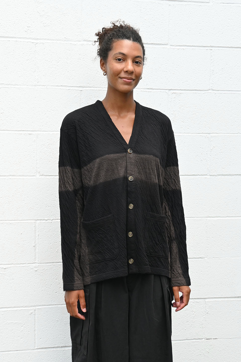 Dual Layered Wool Cotton Jersey Cardigan