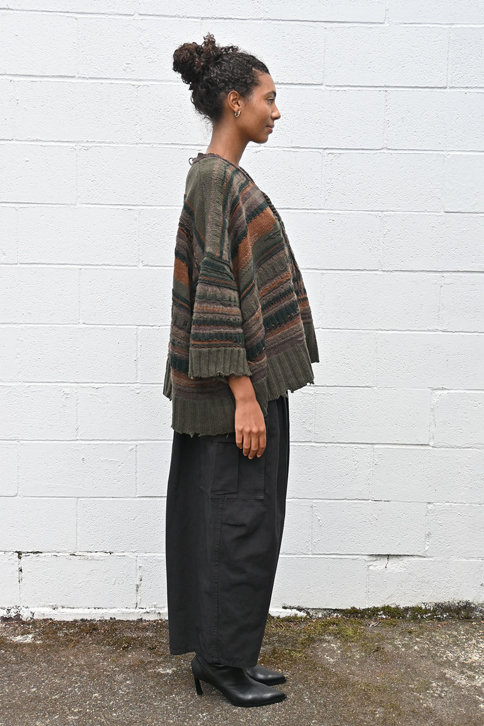 Striped Zipper Cardigan