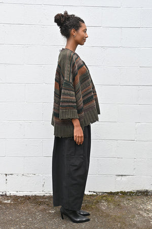 Striped Zipper Cardigan