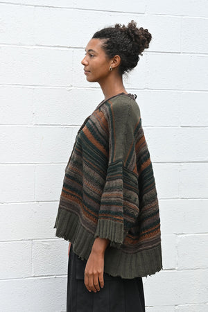 Striped Zipper Cardigan