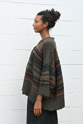 Striped Zipper Cardigan