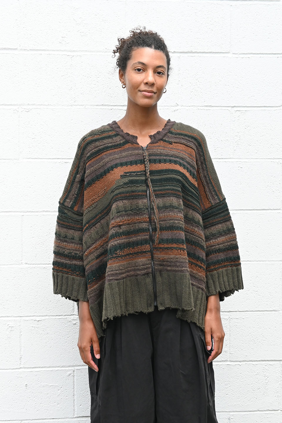 Striped Zipper Cardigan