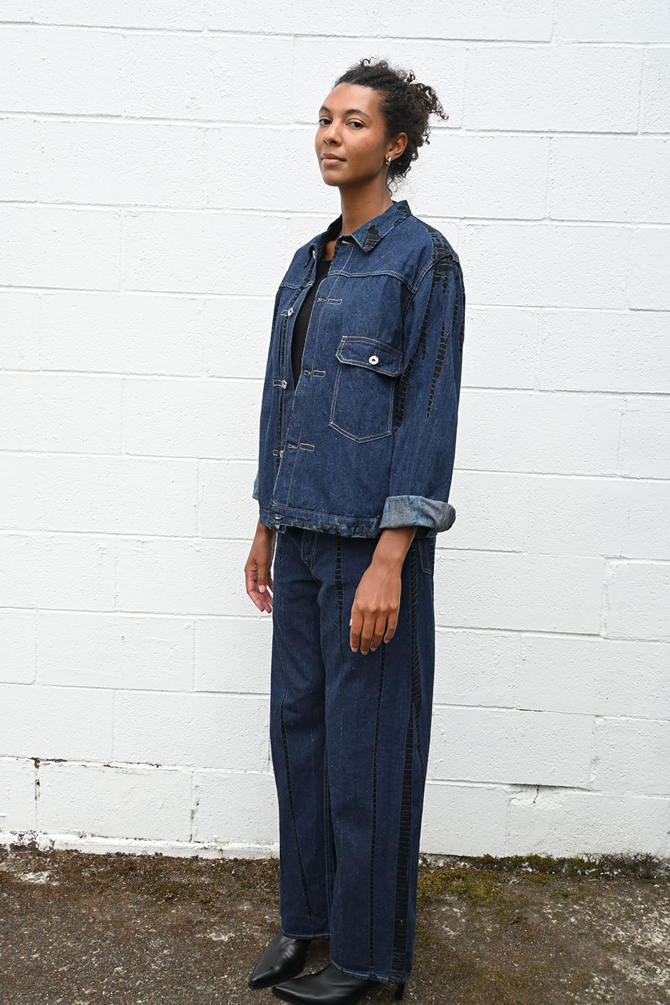 Cotton Denim Loose Fit Pants