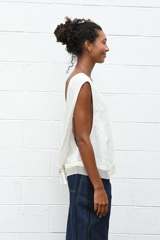 Cross Tie Shirt with Lace Trim