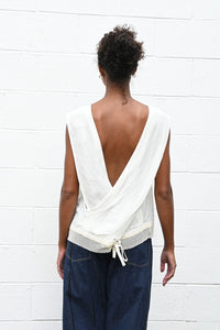 Cross Tie Shirt with Lace Trim
