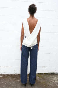 Cross Tie Shirt with Lace Trim