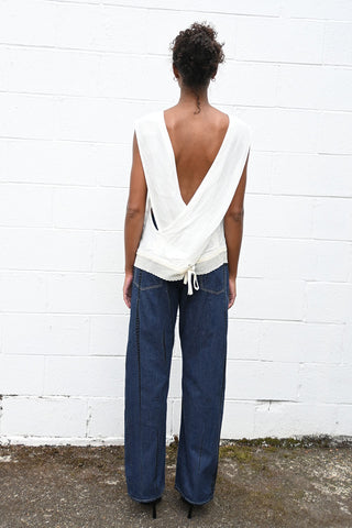 Cross Tie Shirt with Lace Trim