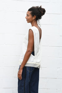 Cross Tie Shirt with Lace Trim