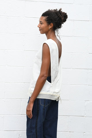 Cross Tie Shirt with Lace Trim
