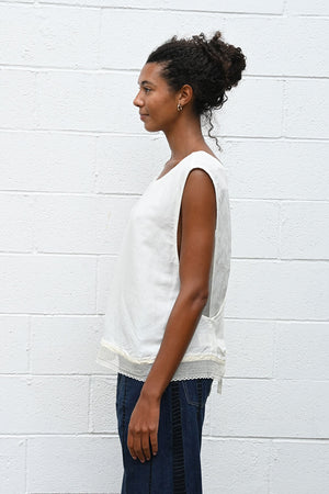 Cross Tie Shirt with Lace Trim