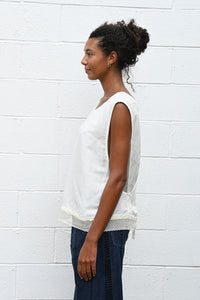 Cross Tie Shirt with Lace Trim