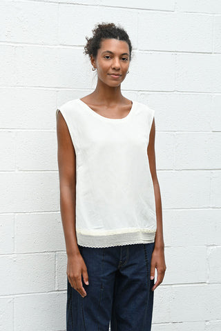 Cross Tie Shirt with Lace Trim