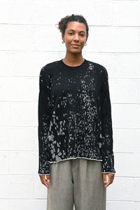 Black and White Textured Pullover