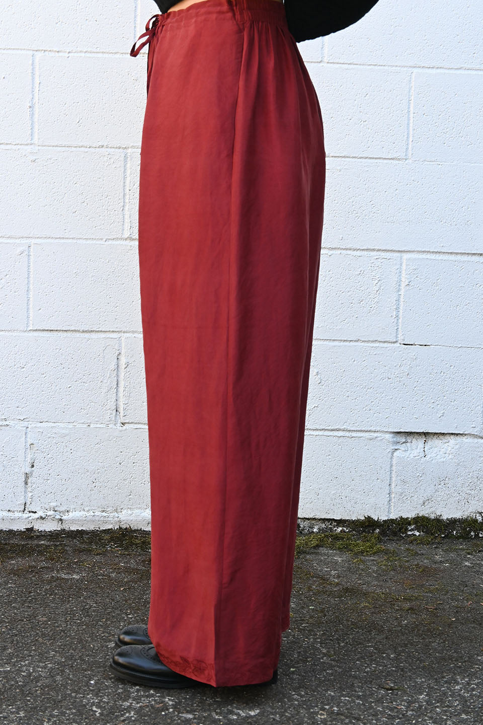 Brando Silk Pants Burgundy