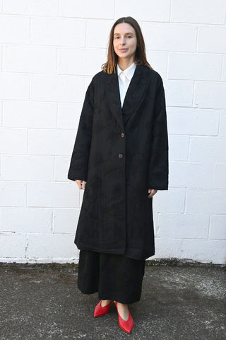 Ismir Black Embroidered Coat