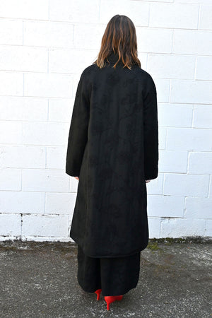 Ismir Black Embroidered Coat