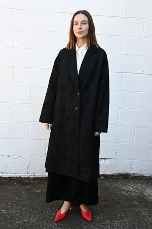 Ismir Black Embroidered Coat